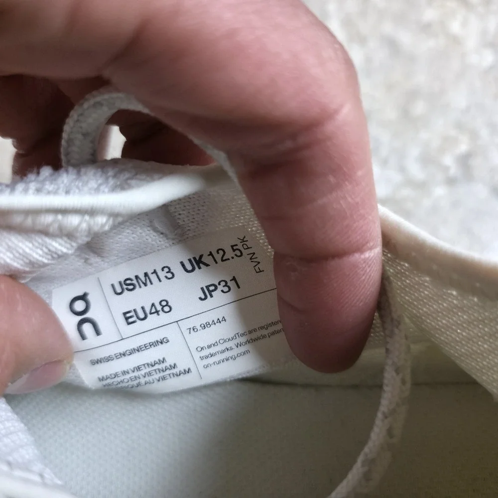 On Cloudeasy Undyed White Black Mens 13 Running Sneakers Shoes